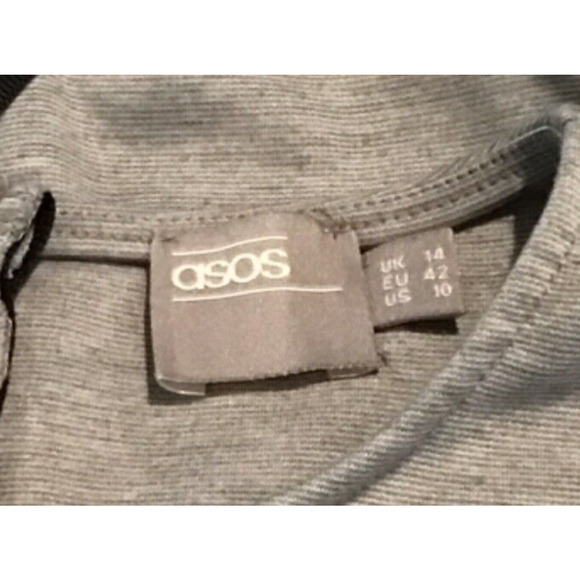 ASOS Women's Gray V-Neck Zip Maxi Knit Dress Short Sleeve Size 10 US 14 UK - Picture 6 of 6